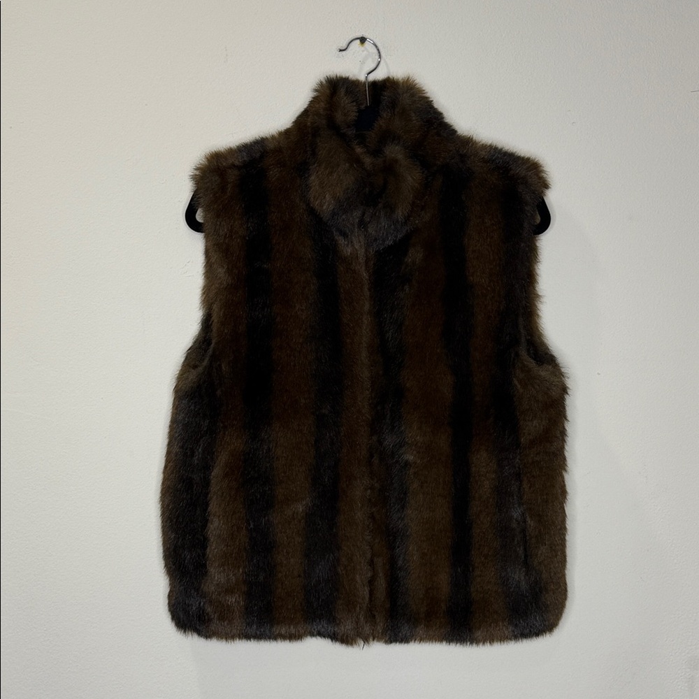 Coaco New York Reversible Brown and Black Faux Mink Fur Vest